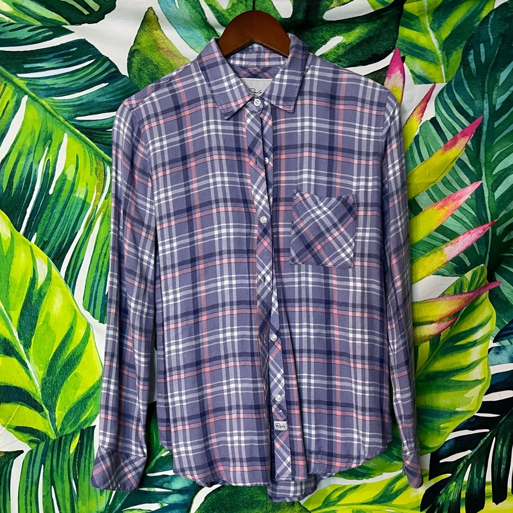 Rails S Purple Pink Feminine Plaid Soft Flannel Button Down Preppy Comfy Shirt